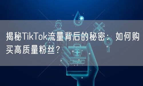 揭秘TikTok流量背后的秘密：如何购买高质量粉丝？