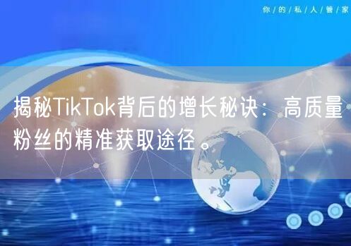 揭秘TikTok背后的增长秘诀：高质量粉丝的精准获取途径。