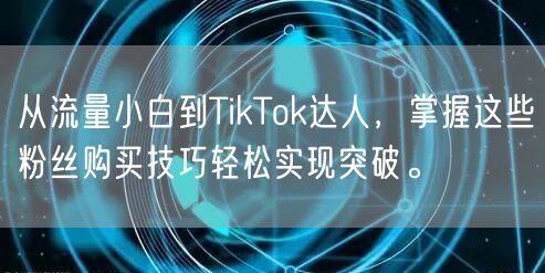 从流量小白到TikTok达人，掌握这些粉丝购买技巧轻松实现突破。