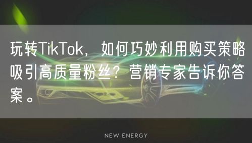 玩转TikTok，如何巧妙利用购买策略吸引高质量粉丝？营销专家告诉你答案。