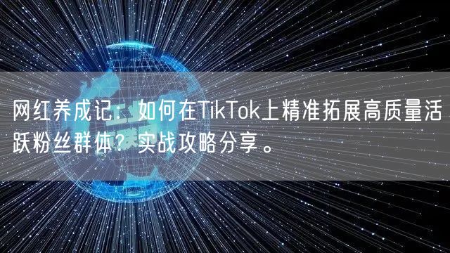 网红养成记：如何在TikTok上精准拓展高质量活跃粉丝群体？实战攻略分享。