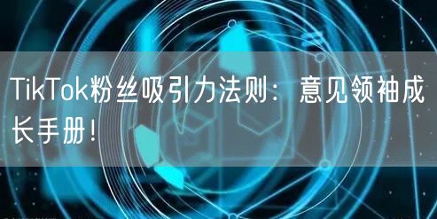 TikTok粉丝吸引力法则：意见领袖成长手册！