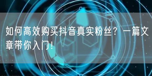 如何高效购买抖音真实粉丝？一篇文章带你入门！