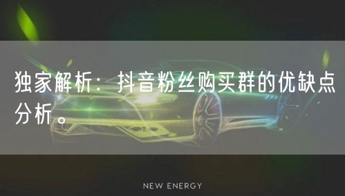 独家解析：抖音粉丝购买群的优缺点分析。