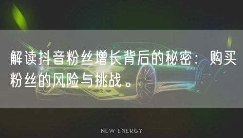 解读抖音粉丝增长背后的秘密：购买粉丝的风险与挑战。