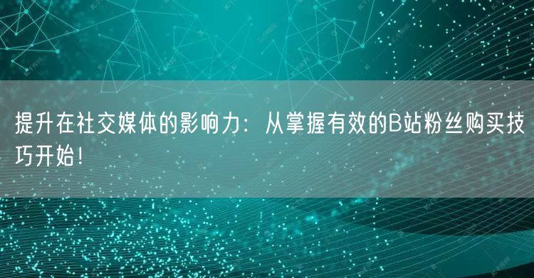 提升在社交媒体的影响力：从掌握有效的B站粉丝购买技巧开始！