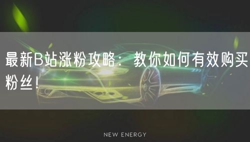 最新B站涨粉攻略：教你如何有效购买粉丝！