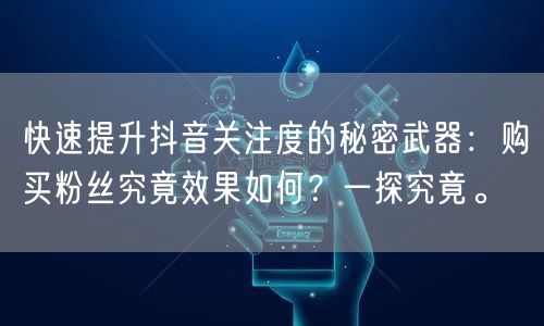 快速提升抖音关注度的秘密武器：购买粉丝究竟效果如何？一探究竟。