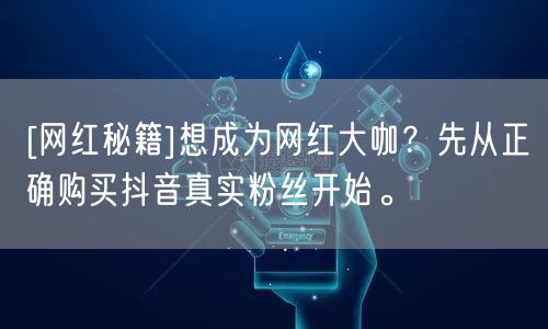 [网红秘籍]想成为网红大咖？先从正确购买抖音真实粉丝开始。