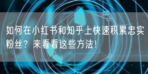 如何在小红书和知乎上快速积累忠实粉丝？来看看这些方法！