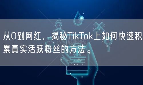 从0到网红，揭秘TikTok上如何快速积累真实活跃粉丝的方法。